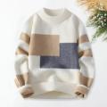 Fall Winter Men Sweater Colorblock Knitted Thick Loose Warm O Neck Long Sleeve Soft Pullover Elastic Streetwear Men Sweater.