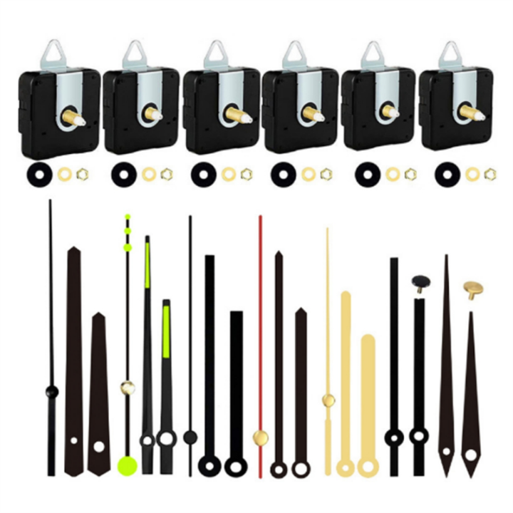 6Pcs Clock Mechanism Replacement Kit With Clock Hands