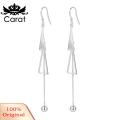 Women Fashion Double Triangle Tassel Ball Long Dangle Hook Earrings Jewelry. 