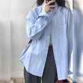 Spring Clothes for Women 2024 New Blue Color Shirt Women's Design Sense Niche French Shirt Long Sleeve Early Spring chic Top.