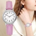 Japan Movement Women Quartz Watch Easy To Read Arabic Numerals Simple Dial PU Leather Strap Lady Candy Color. 