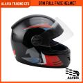 STM Premium Full Face Motorcycle Helmet with Graphic Design, Adjustable Strap, and Removable Visor - New.