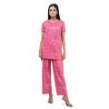 Long Tshirt with Palazzo Set for Women Multicolor Random Design Cotton.