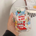 Cartoon Crayon Shin-Chan Crocodile Glass Hexagonal Cup Cola Cup Heat-Resistant Glass Milk Juice Cup Girls Creative Giftscosplay. 