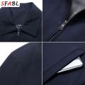 Quality Solid Jacket for Men Business Social Blazer Turn-down Collar Middle Aged Men's Office Dress Coat Loose Casual Outerwear.