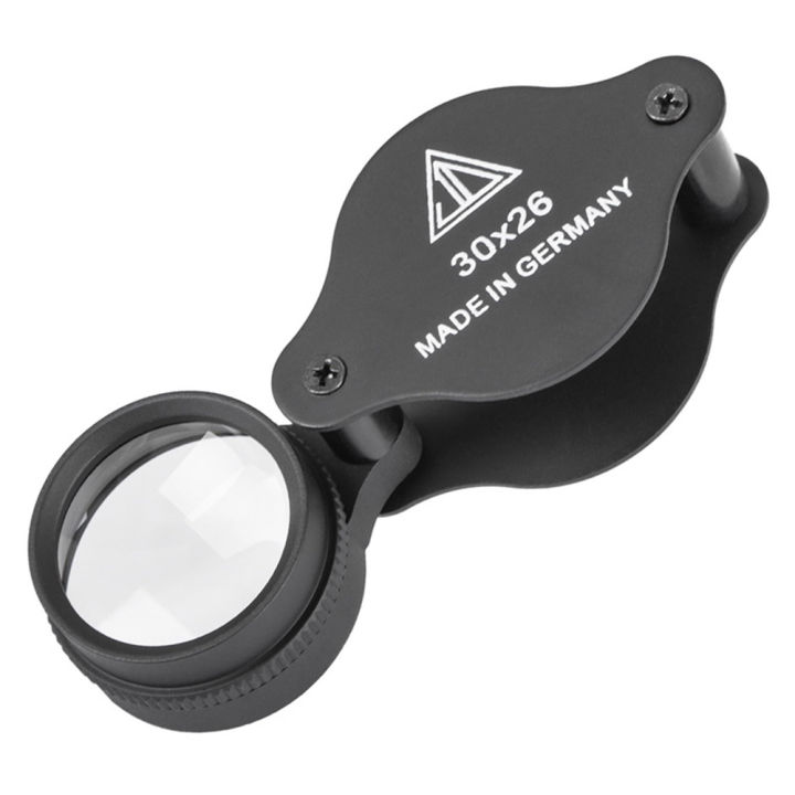 Portable Handheld Folding Pocket Magnifier 30X Metal Mini Loupe Jewellery Identification Loupe Magnifying Glass for Reading Gift