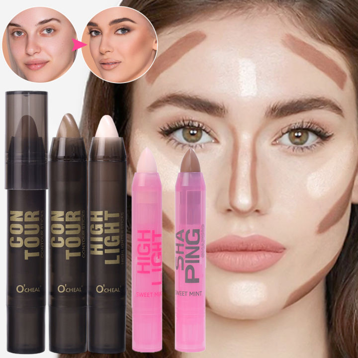 Face Contour Highlighter Concealer Pen Waterproof Lasting Corrector Contouring Makeup Brighten Shadow Bronzer Stick Cosmetics
