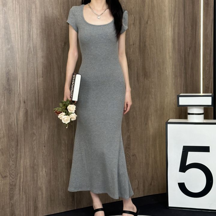 %E3%80%90Simeda%E3%80%91Summer%20French%20Style%20Slim-Fit%20round%20Neck%20Western%20Style%20Pure%20Style%20Long%20Dress%20Waist-Tight%20Elegant%20Slimming%20Sheath%20Dress%20-%20Image%204