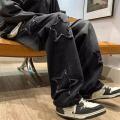 New Men's Star Embroidered Fashion Loose Jeans Y2K High Street Hip Hop Stretch Soft Straight Wide Leg Denim Trousers Male. 