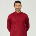 Masculine Semi Fit Embro Panjabi -  Devil Red. 