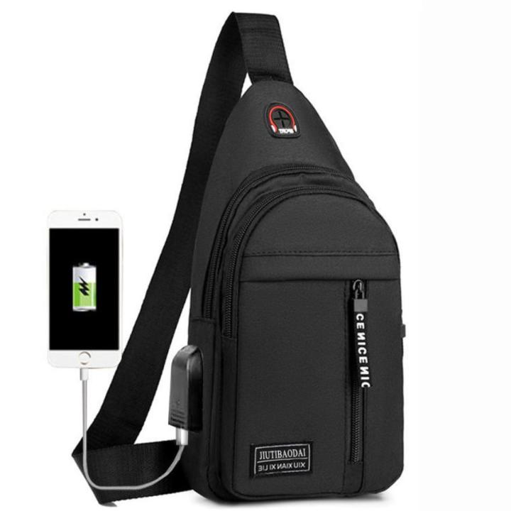 Follow my shop minus 2 RM Beg galas lelaki USB interface small backpack man bag Leisure Sports Chest Bag Shoulder Messenger Bag