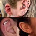 Stainless Steel Crystal Cartilage Earring Set 16G Heart Ear Tragus Piercing Helix Earrings Hoop Bulk Stud Ear Rings Pircing Lot. 