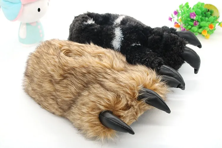 Animal Bear Claw Slippers for Man Women Funny Chunky Furry
