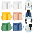 1pcs Wall Mount Phone Holder Self-Adhesive Wall Beside Organizer Storage Box Plastic Charging Phone Stand Remote Wall-Mounted Phone Brackets Holder for Bedroom. 