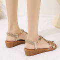 Cross-Border plus Size43Sandals Fairy Style2023Summer New Korean Style Wedge Student Fashion Seaside Beach Shoes Women. 