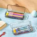 2Layer PP Plastic Transparent Pencil Case Double Layer Multifunction Pen Stationery Box Kids Large Capacity Storage Organizer. 