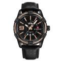 Naviforce NF9117 - Black PU Leather Analog Watch for Men - RoseGold & Black. 