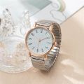 Women's Fashion Simple Digital Design Quartz Watch Casual Stainless Steel Stretch Buckleless Strap Ladies Clock Dress Watches. 