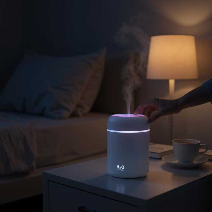 Mini Humidifier 300ml Bedroom Office Living Room Portable Low Noise Diffuser Atmosphere Light Mist Sprayer Aroma Diffuser