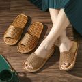 women and men Slippers non-slip home rattan grass indoor couple home men and women spring and summer bamboo woven sandals.