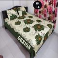 Double (King) Size Bedsheet Cotton Blend Fabric white Multicolor Print with two Pillow Covers IS 13. 
