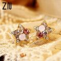 【beauty code store】Fashion Full Five-pointed Star Shaped Colorful Crystal Stud Earrings for Jewelry. 