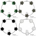 ALINFA Luxury Large Five-leaf Flower Four-leaf Clover Bracelet Gold Silver Bracelet Natural Stone Shell Bracelet Charm Bracelet.
