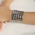 Hapiship Women Man Fashion Style Jewelry Heart Flower Butterfly Cross Dolphins Stainless Steel Elastic Bracelet Bangle ST00. 