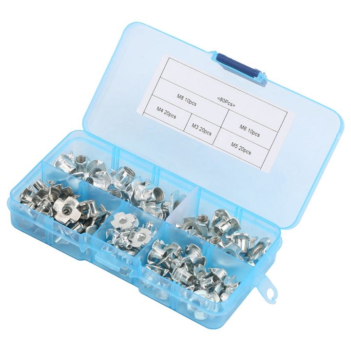 80pcs%20Tee%20Nuts%20Kits%20Zinc-plated%20Carbon%20Steel%20T%20Nut%20Four-Pronged%20M3/4/5/6%20NEW%20-%20Image%206