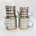 4Pcs Drinking Mug Eco-friendly Handle Design Stainless Steel Water Tea Storage Non Magnetic Pure Stainless Steel Glass/mugs. 