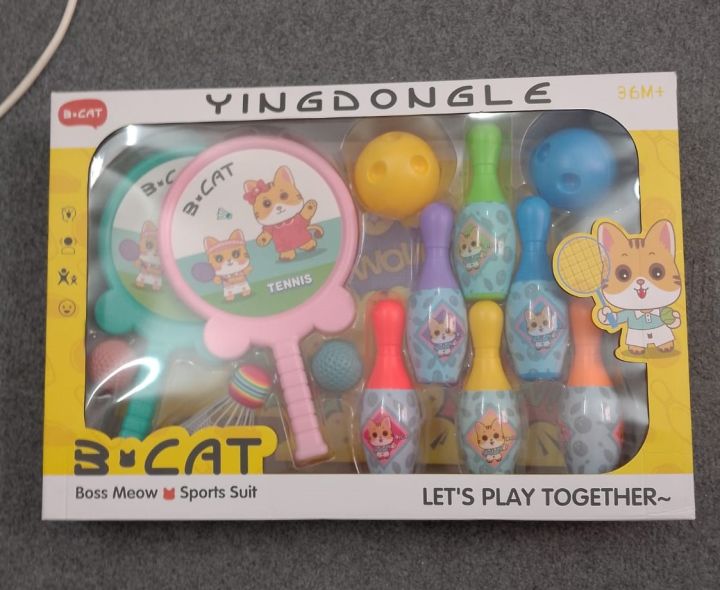 Kids Bowling & TennisToys Set,Balance ability-Multiplayer game-Cognitive abillity Toddler Indoor Outdoor Activity Play Game, Soft  Balls Playset, Educational, Birthday Party Gift for  2 -3 Year Old Children Boy Girl-YINGDONGLE