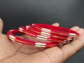 Red White Pola Golden Plated Latest Design Shakha Pola Bangles for Women 4 Pcs , Party , Wedding , Anniversary , Durga Puja & All Time Use Shakha Bangles. C55.. 