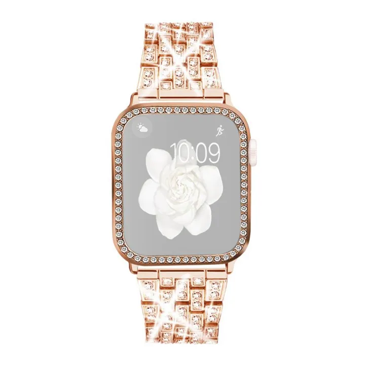 New-%20xDfind%20Bling%20Diamond%20Jewelry%20Metal%20Watch%20Band%20with%20Case%20For%20Apple%20Watch%20Series%2038mm%20-%20Image%202