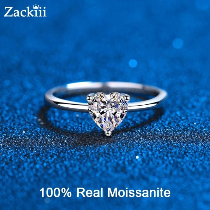 0.5 Carat Heart Cut Moissanite Diamond Solitaire Engagement Wedding Ring Sterling Silver Eternity Bands Bridal Sets for Women