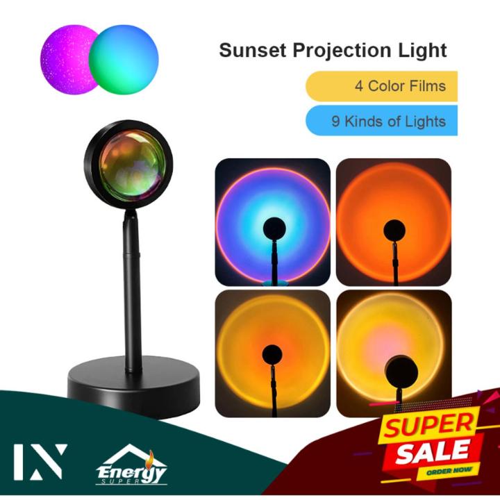 Sunset Lamp Projector Rainbow Lamp Photo Shoot Live Lighting Night Light For Home Bedroom Background Wall Decoration USB Table Lamps Led Floor Light