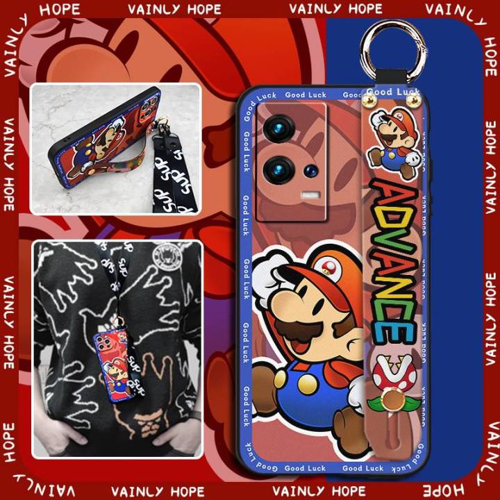 Durable Phone Holder Phone Case For VIVO IQOO8 Soft case Protective Fashion Design Lanyard Dirt-resistant Anti-dust Ring