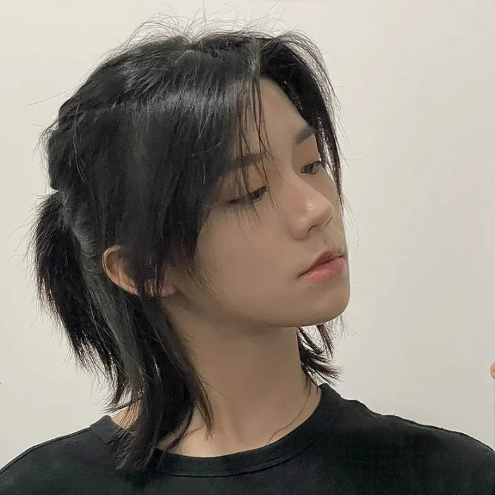 Wolf%20Tail%20Wig%20Men's%20Long%20Hair%20Japanese%20Style%20Male%20Warrior%20Head%20Mid-Length%20Men's%20Anchovy%20Head%20Natural%20Daily%20Full-Head%20Wig%20Style%20-%20Image%204