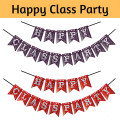 Happy Class Party Paper Banner - Red Color Banner for Class Decoration - (Pack of 1 Pcs). 