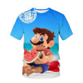 Super Mario Bros Cartoon T-shirt Anime Characters Mario and Luigi Cartoon Print Home 3D Print O-Neck T-shirt Children's Gift. 