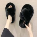 ry Slippers for home Women Ladies Shoes Cute Plush Fox Hair Fluffy Sandals Indoor Slippers Winter Slippers Women. 