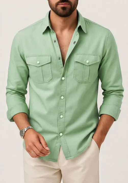Men's%20Stylish%20Double%20Pocket%20Full%20Sleeve%20Shirt%20-%20Image%203
