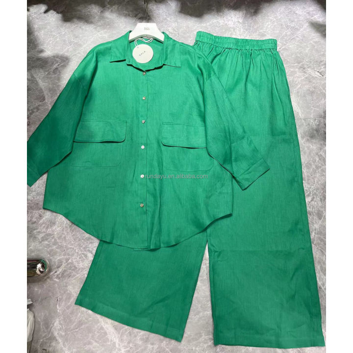 Women's%20%20Wide%20Leg%20Pants%20Two%20Piece%20Loose%20Long%20Sleeve%20Lapel%20Shirts+Pants%20Female%20Suit%20-%20Image%206