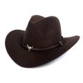 (NEW)Fibonacci West Cowboy Hat Fashion Wool Felt Metal Bull Head Decoration Sombrero Men Women Cap.