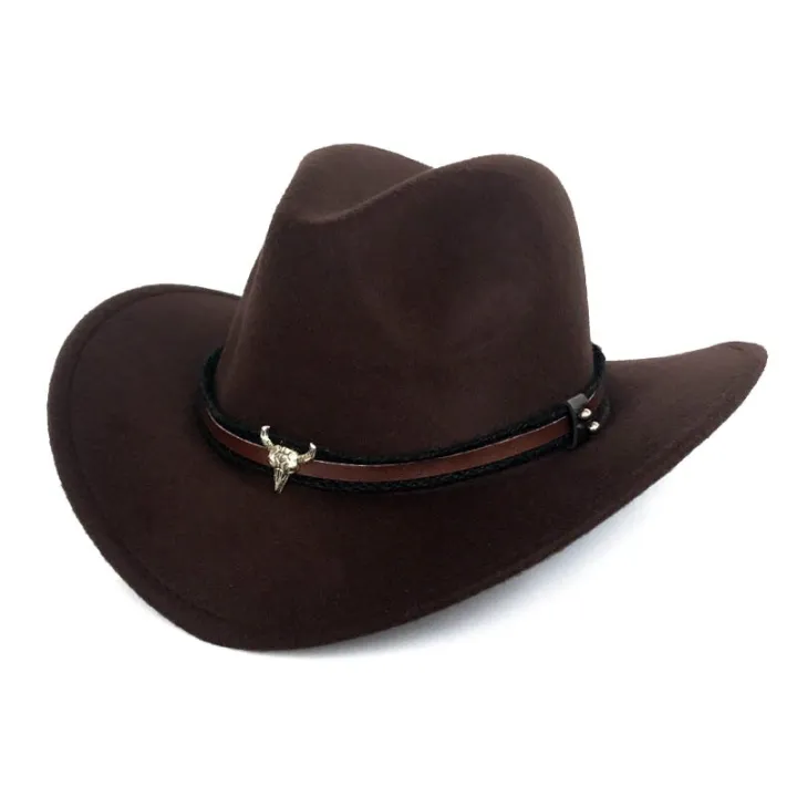 Fibonacci%20West%20Cowboy%20Hat%20Fashion%20Wool%20Felt%20Metal%20Bull%20Head%20Decoration%20Sombrero%20Men%20Women%20Cap%20-%20Image%204
