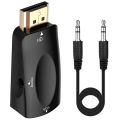 HDMI-compatible to VGA Cable Adapter Male To Famale Converter 3.5 mm Jack Audio Video 1080P For PC Laptop to Projector Displayer. 