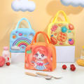 Handheld Lunch Bag Vibrant 3D Cartoon Print Thickened Insulated Lunch Box Thermal Insulated Large Capacity Cartoon Pattern. 