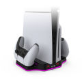 Dual Controller Charger With LED Indicator Lights RGB Cooling Base Compatible With PS5/PS5 Slim Host Digital Optical Drive Version.