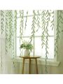 Two Instagram-inspired, forest-themed willow branch curtains with willow leaf pattern, finished window sheers with printed wee.