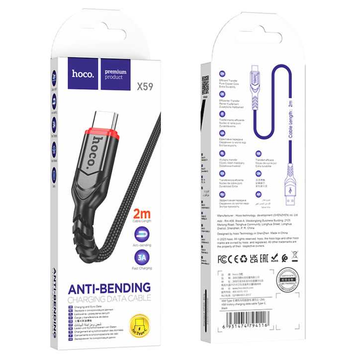 Hoco%20X59%20Victory%20Anti-Bending%20USB%20Type%20C%20Fast%20Charging%20Data%20Cable%203A%202%20Meter%20-%20Image%205