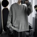 Knitted Sweater Men Autunmn Winter Warm Clothing Korean Fashion Long Sleeves Top Vintage Solid Baggy Pullover Y2K Male Clothes.